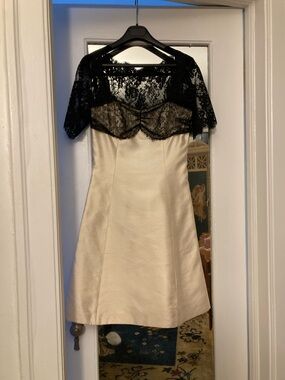 Rare Christian Lacroix silk and Chantilly eyelash lace early 1990s dress